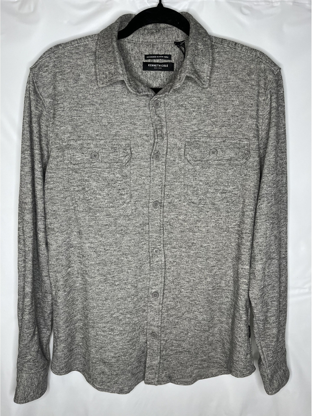 NWT Kenneth Cole Men's Gray/Mobility Knit Button Down Shirt Size Small